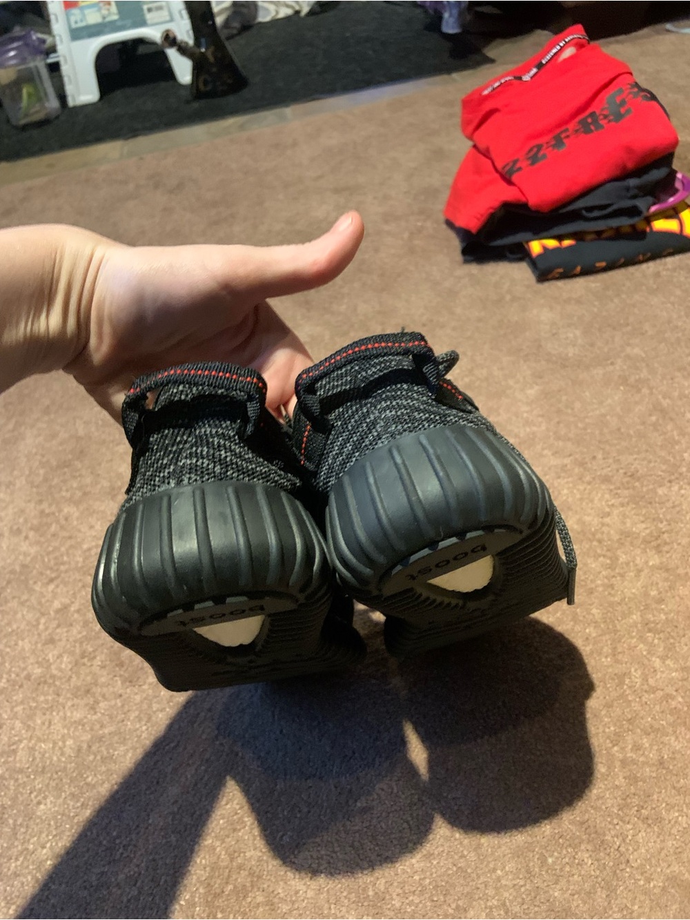adidas - Yeezy Black Knit Low-Top Lace-Up Sneakers - Picture 7 of 10